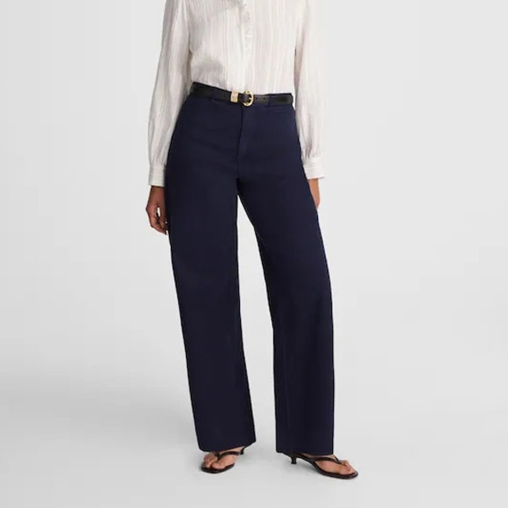 Madewell The Curvy Wide Leg Pant Garment Dyed Twill Midnight Navy 31 NWT